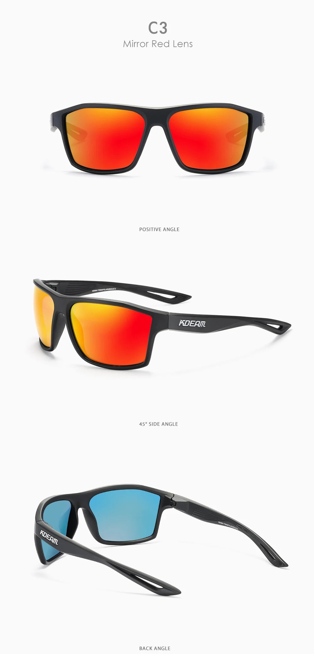 Sonnenbrille quadratisch polarisiert 65mm Outdoor Angeln Sport Herren