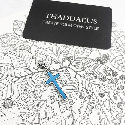 Kreuz-Charm-Anhänger mit blau emailliertem Kreuz aus 925 Sterlingsilber