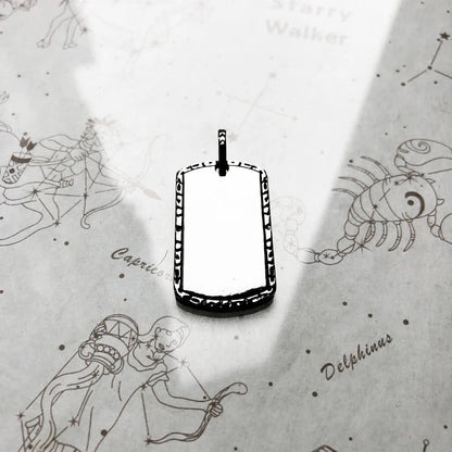 Hundemarken-Anhänger aus 925er Sterlingsilber mit Öse, aufgedrucktem Designrahmen