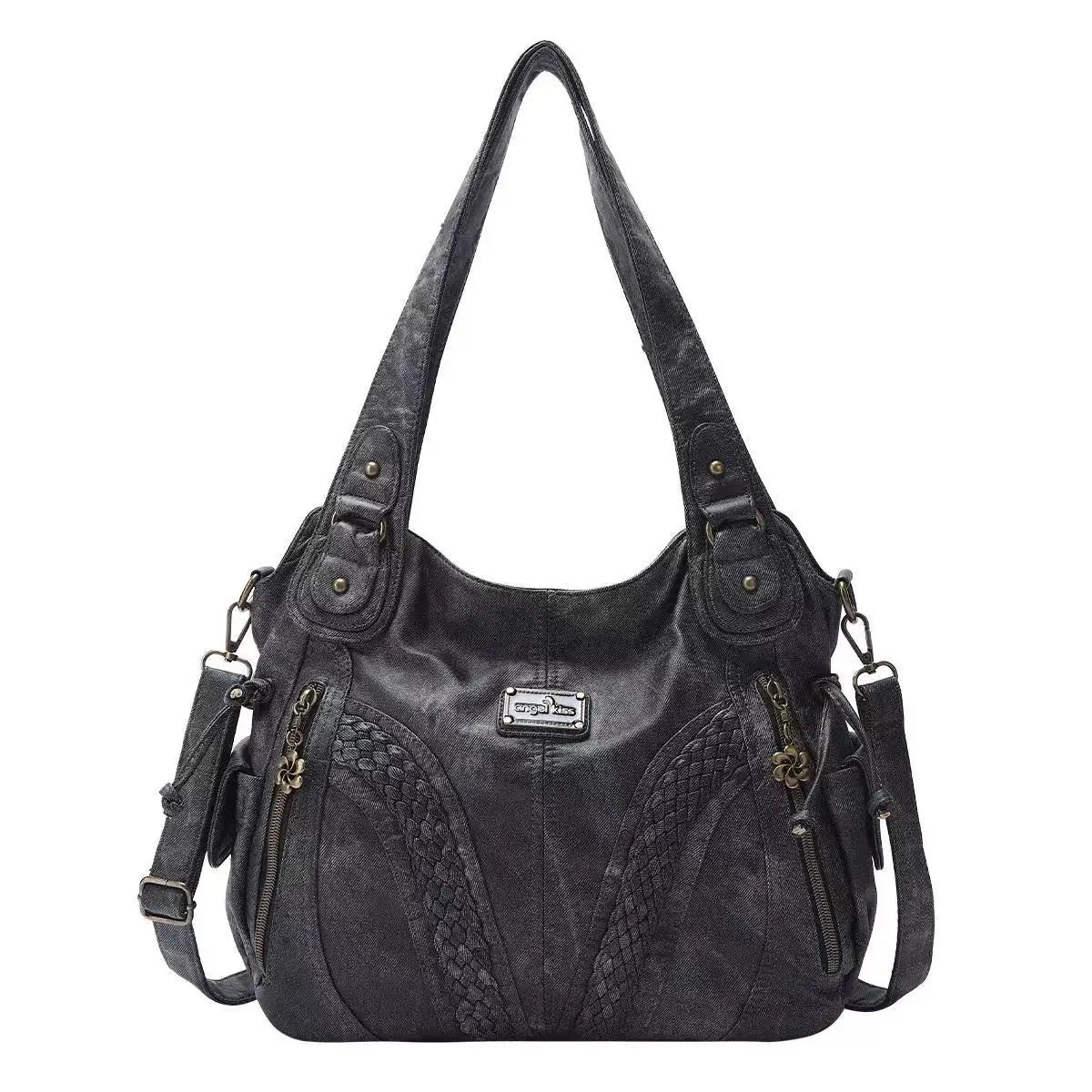Damen-Umhängetasche Aus PU Mit Mehrfach-Innenfächern Und Reißverschluss Im Vintage Stil