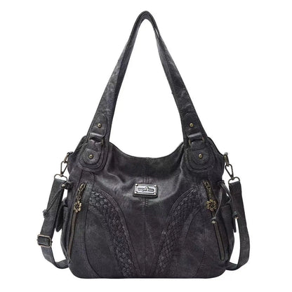 Damen-Umhängetasche Aus PU Mit Mehrfach-Innenfächern Und Reißverschluss Im Vintage Stil