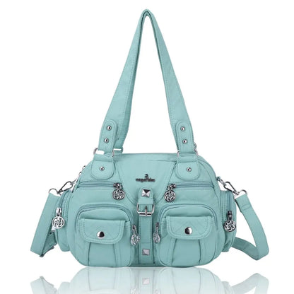 Damen-Schultertasche aus PU-Leder in kompakter Bauweise mit Angenehmer Haptik und Mehrfachfächern