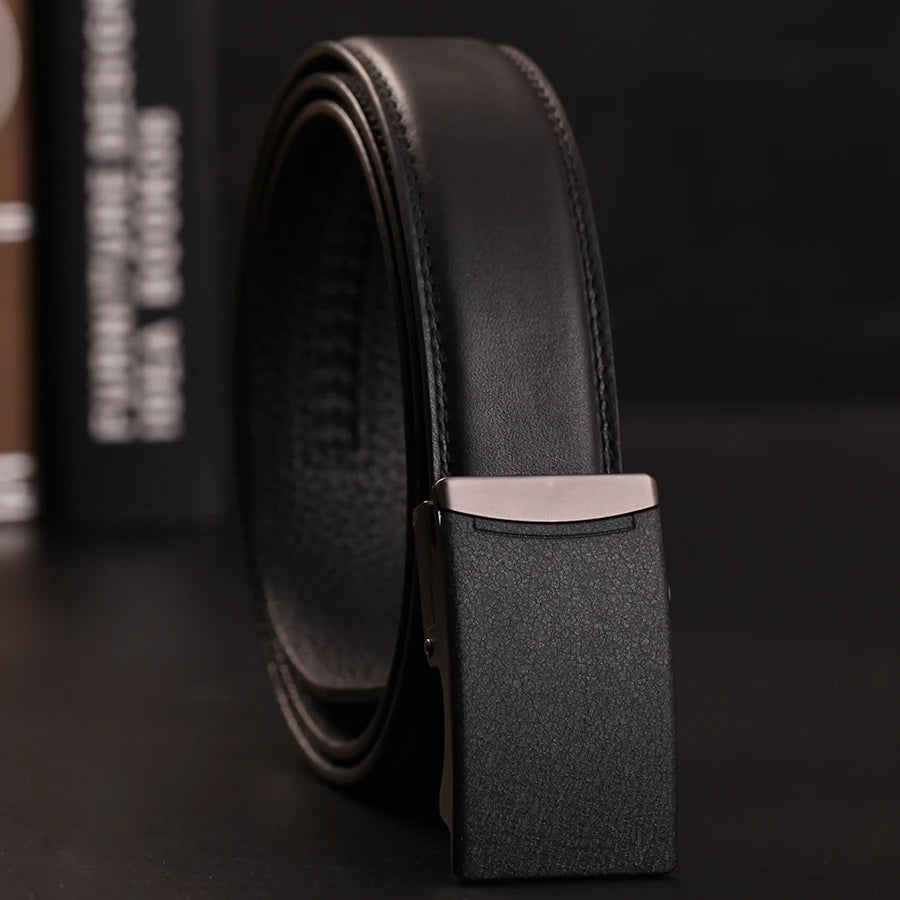 Herren Echtleder-Gürtel Business Casual 3,5 cm Automatik-Schnalle Rindsleder Hochwertig
