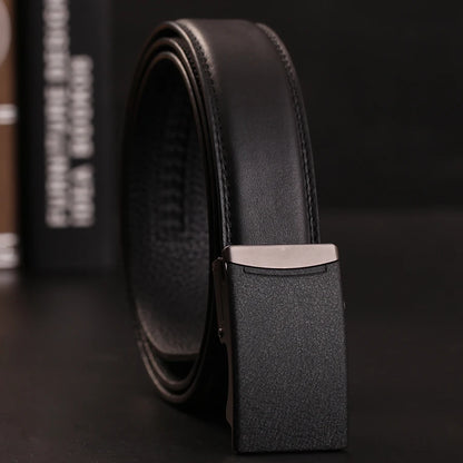 Herren Echtleder-Gürtel Business Casual 3,5 cm Automatik-Schnalle Rindsleder Hochwertig