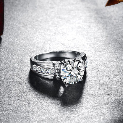 Damen-Ring Moissanit 2 Karat aus Silber 925 Edler Verlobungs- und Hochzeitsring Schmuck Geschenk