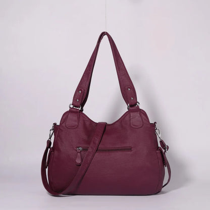 Damen-Schultertasche Aus PU-Leder Mit Reißverschluss Und Innenfächern Großes Stauraumvolumen