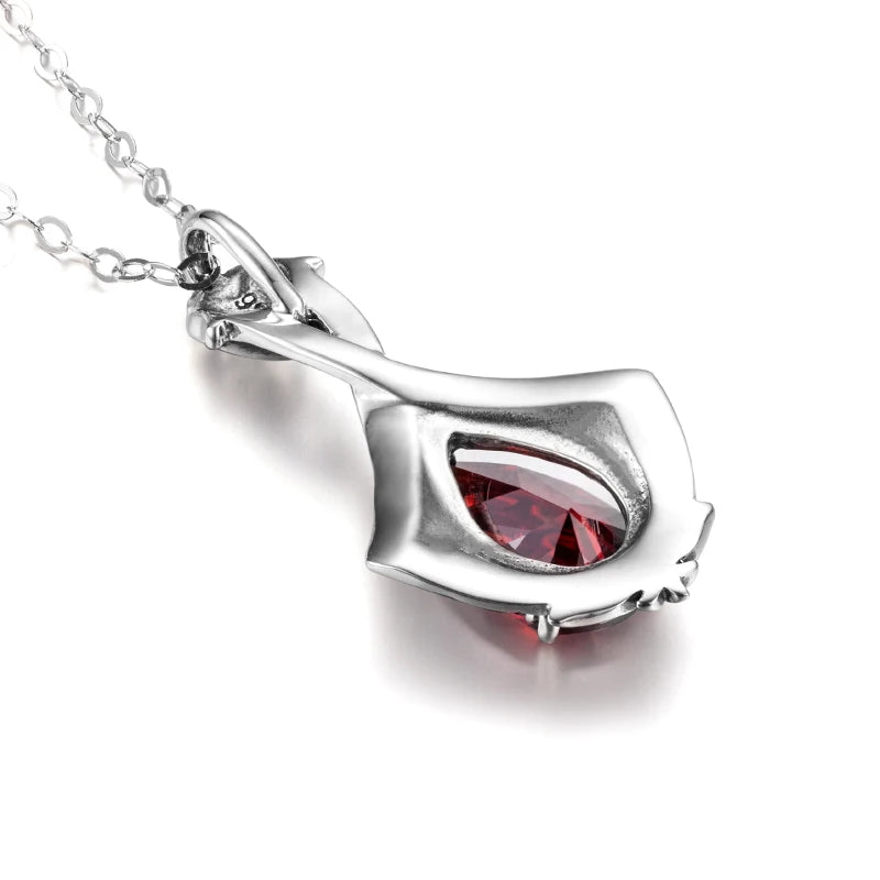 Damen-Granat-Anhänger aus 925er Sterling Silber - Vintage Schmuckstück, handgefertigt