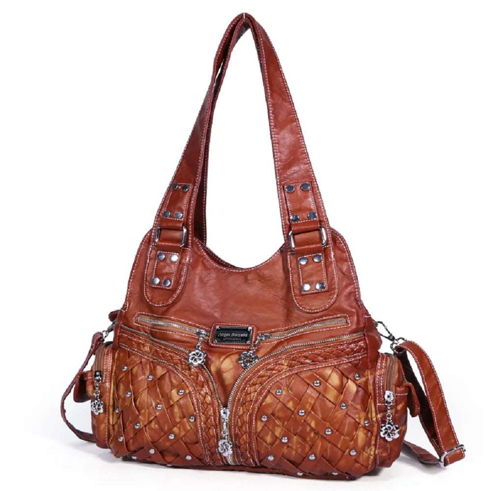 Damen-Schultertasche großes Fassungsvermögen Innenfächer Reißverschluss Alltagstauglich