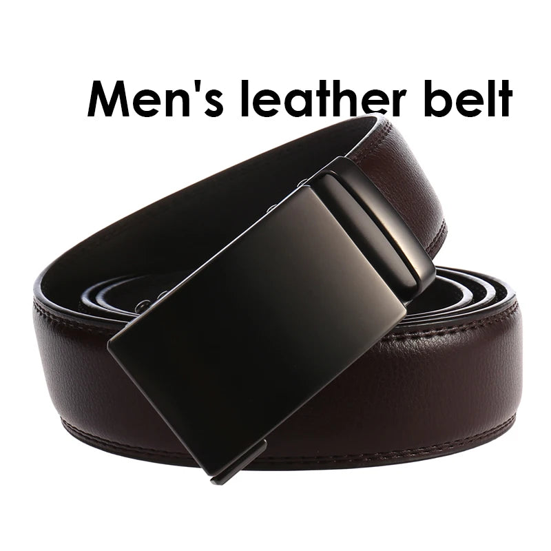 Herren Ledergürtel Mit Automatischer Metallschnalle 3,5 cm Breite Braun 130 cm Länge
