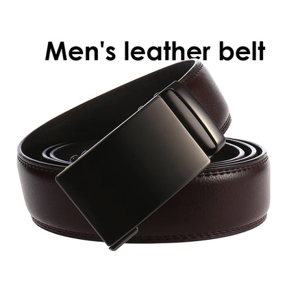Herren Ledergürtel Mit Automatischer Metallschnalle 3,5 cm Breite Braun 130 cm Länge