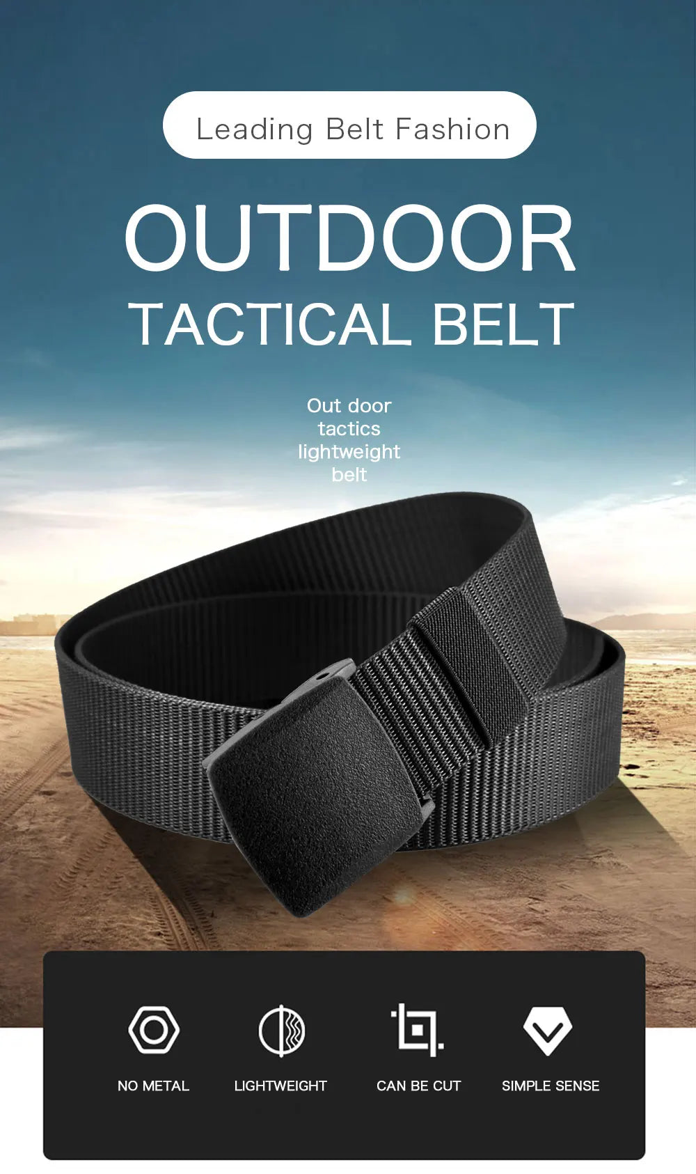 Herren Tactical Nylon-Gürtel 3,8 cm Canvas Military Outdoor 125 cm