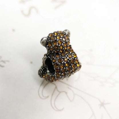 Damen-Charm-Anhänger Teddybär braun Perlen süß aus Sterlingsilber