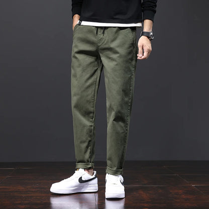 Herren Hose aus Baumwolle im Casual-Stil mit gerader Passform und Taschen