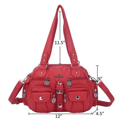 Damen-Schultertasche aus PU-Leder in kompakter Bauweise mit Angenehmer Haptik und Mehrfachfächern
