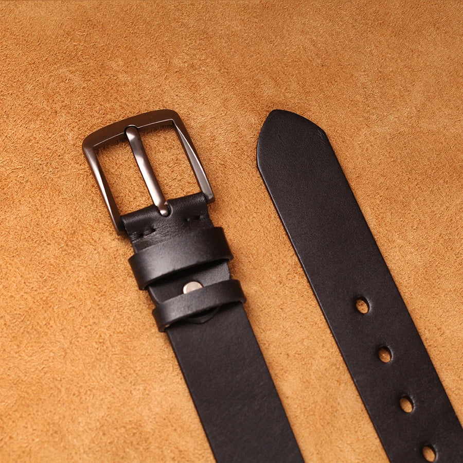 Herren Echtleder-Gürtel 3,8 cm Stiftschnalle Jeans Business Rindsleder Retro