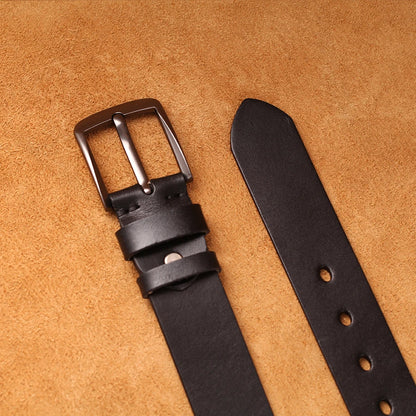 Herren Echtleder-Gürtel 3,8 cm Stiftschnalle Jeans Business Rindsleder Retro