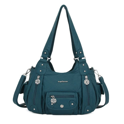 Damen-Schultertasche aus PU-Leder mit Reißverschluss und Mehrfachfächern Kompakter Alltagsbegleiter