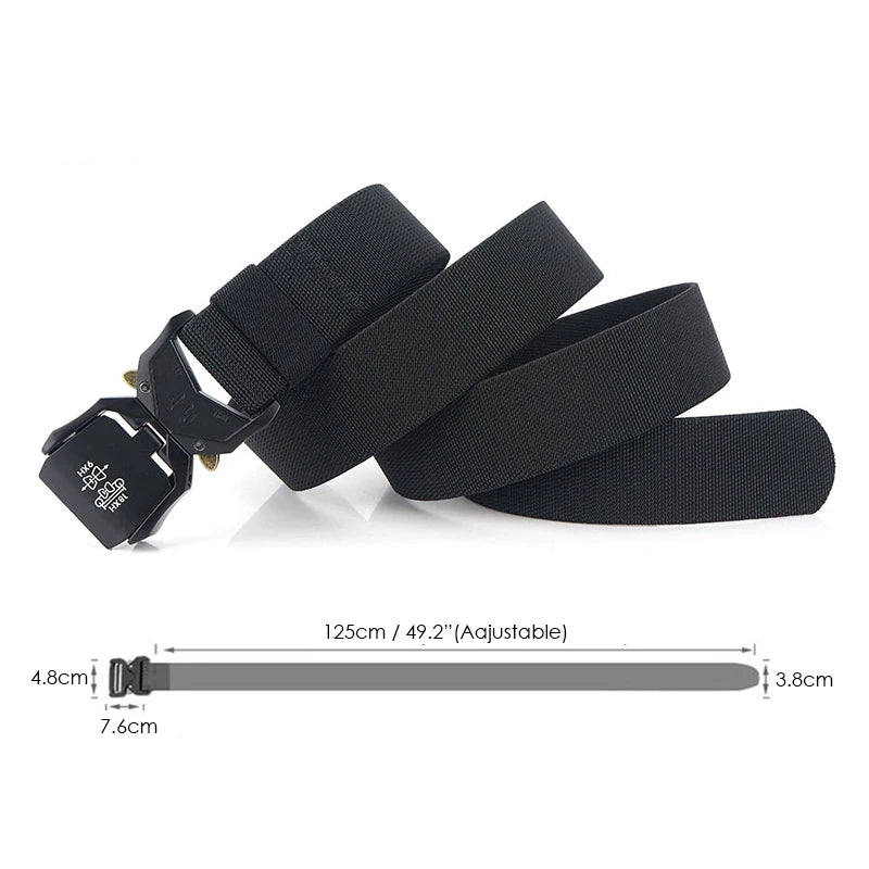 Herren-Gürtel mit 3,8 cm Breite aus Elastischem Material mit Schnellverschluss aus Aluminium für Militärlook
