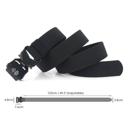 Herren-Gürtel mit 3,8 cm Breite aus Elastischem Material mit Schnellverschluss aus Aluminium für Militärlook