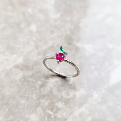 Damen-Ring Erdbeere Liebe süß ausgefallen aus Sterlingsilber