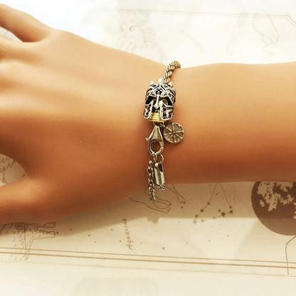 Damen-Armband Skull Knight Karma Wheel Punk aus Sterlingsilber
