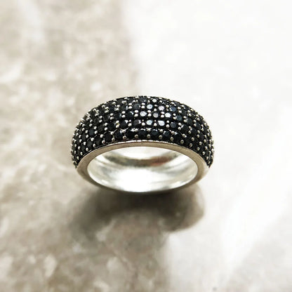 Damen-Ring Pavé schwarz klassisch aus Sterlingsilber