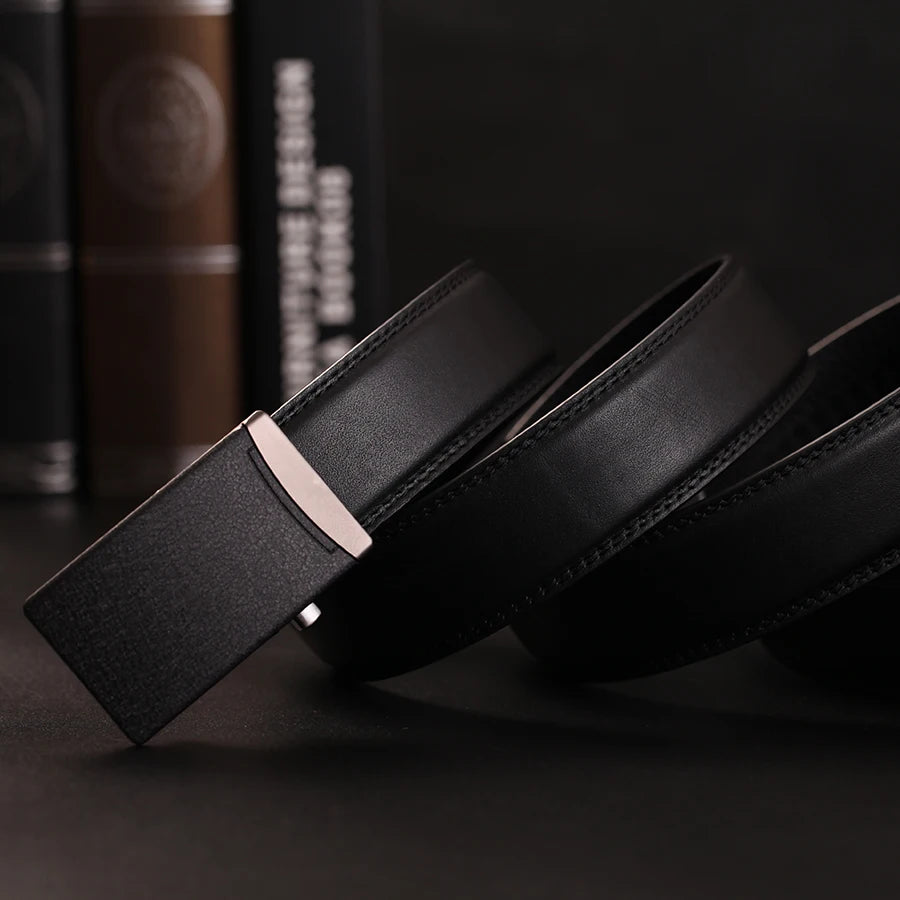 Herren Echtleder-Gürtel Business Casual 3,5 cm Automatik-Schnalle Rindsleder Hochwertig