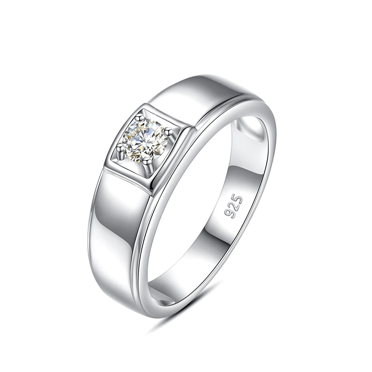 Herren-Verlobungsring aus Sterling Silber 925 mit Moissanit Stein 0,4 Karat Zertifiziert