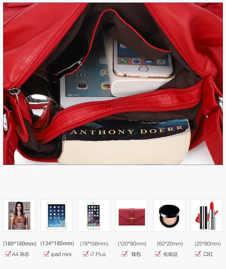 Damen-Schultertasche Aus Soft-PU Großes Fassungsvermögen Vielseitig Einsetzbar Mit Reißverschluss Und Innenfach