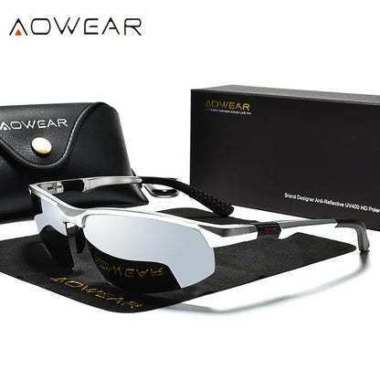 AOWEAR Luxus Qualität Randlose Spiegel Sonnenbrille Männer Polarisierte Sport Im Freien Sonnenbrille Retro UV400 Anti-glare Fahren Sonnenbrille