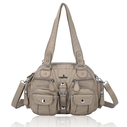 Damen-Schultertasche aus PU-Leder in kompakter Bauweise mit Angenehmer Haptik und Mehrfachfächern