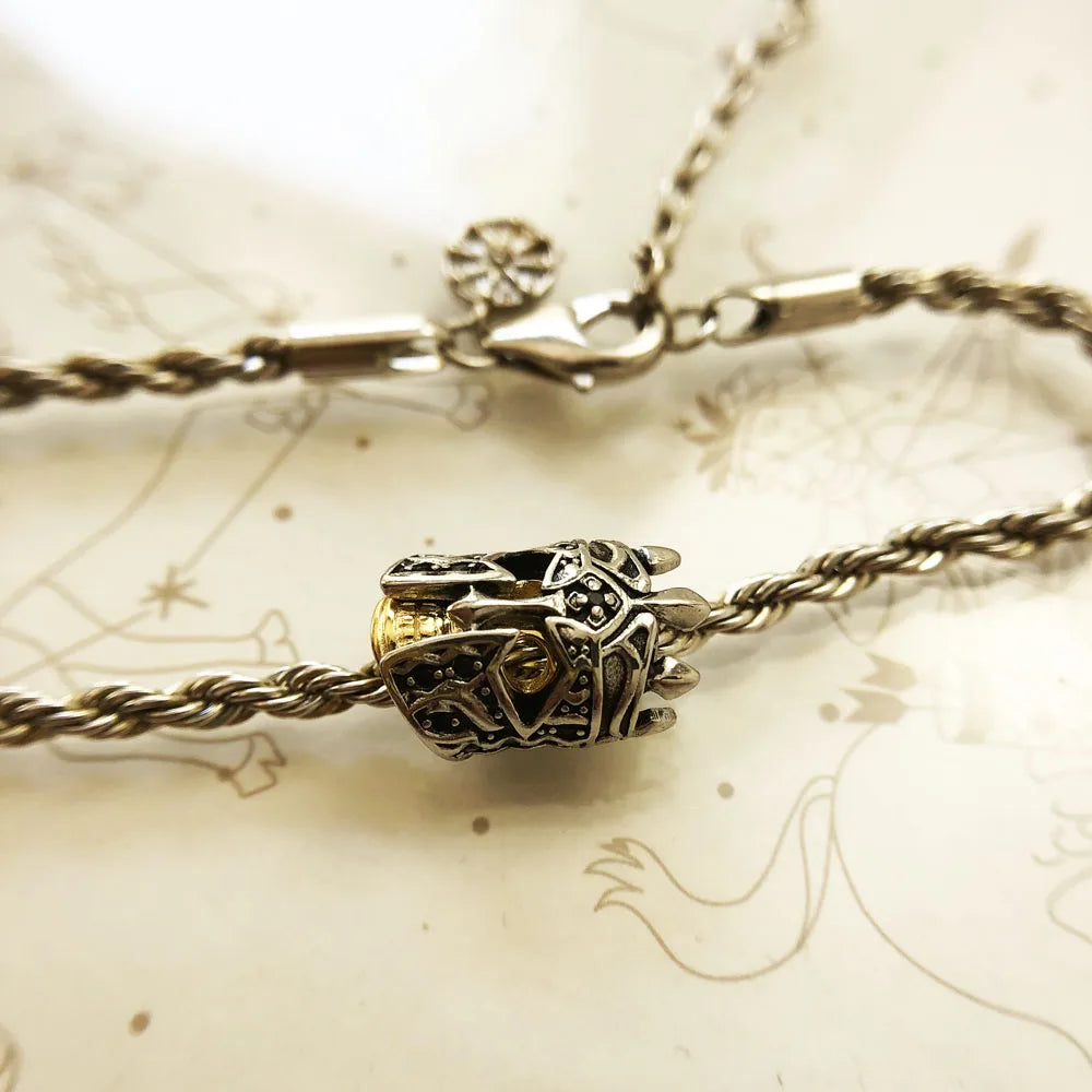 Damen-Armband Skull Knight Karma Wheel Punk aus Sterlingsilber