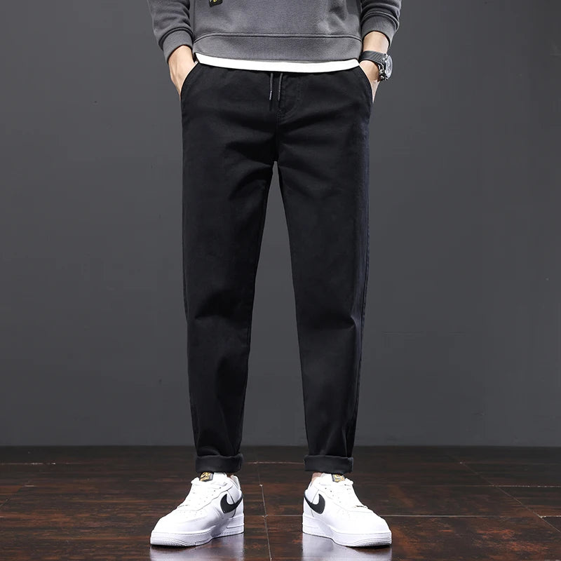Herren Hose aus Baumwolle im Casual-Stil mit gerader Passform und Taschen
