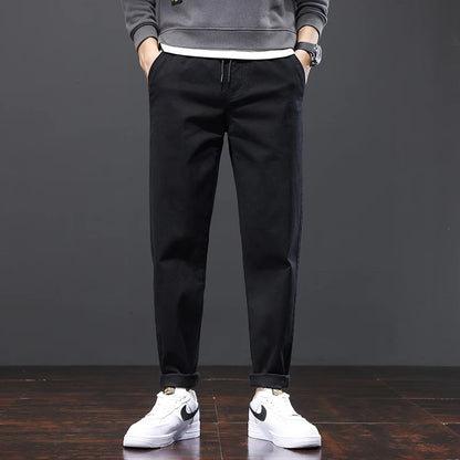 Herren Hose aus Baumwolle im Casual-Stil mit gerader Passform und Taschen