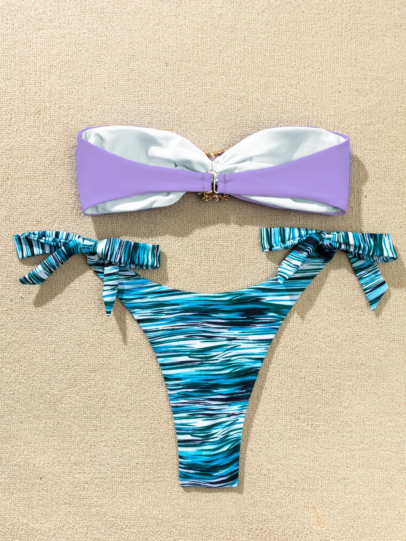 Plaid Bikini-Set für Damen mit Push-up-Effekt – ideal für Strand und Pool