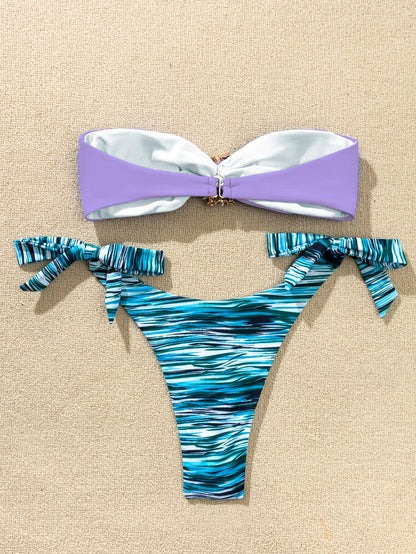 Plaid Bikini-Set für Damen mit Push-up-Effekt – ideal für Strand und Pool
