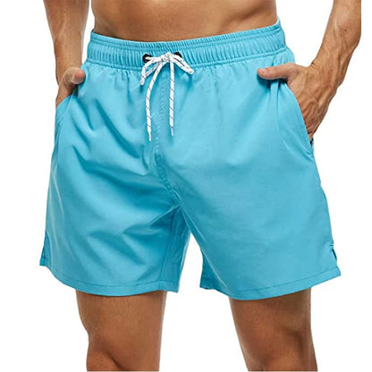 Herren-Badeshorts mit Farbverlauf, schnelltrocknend, mit Reißverschlusstaschen und Mesh-Futter – modische Schwimmshorts für den Strand