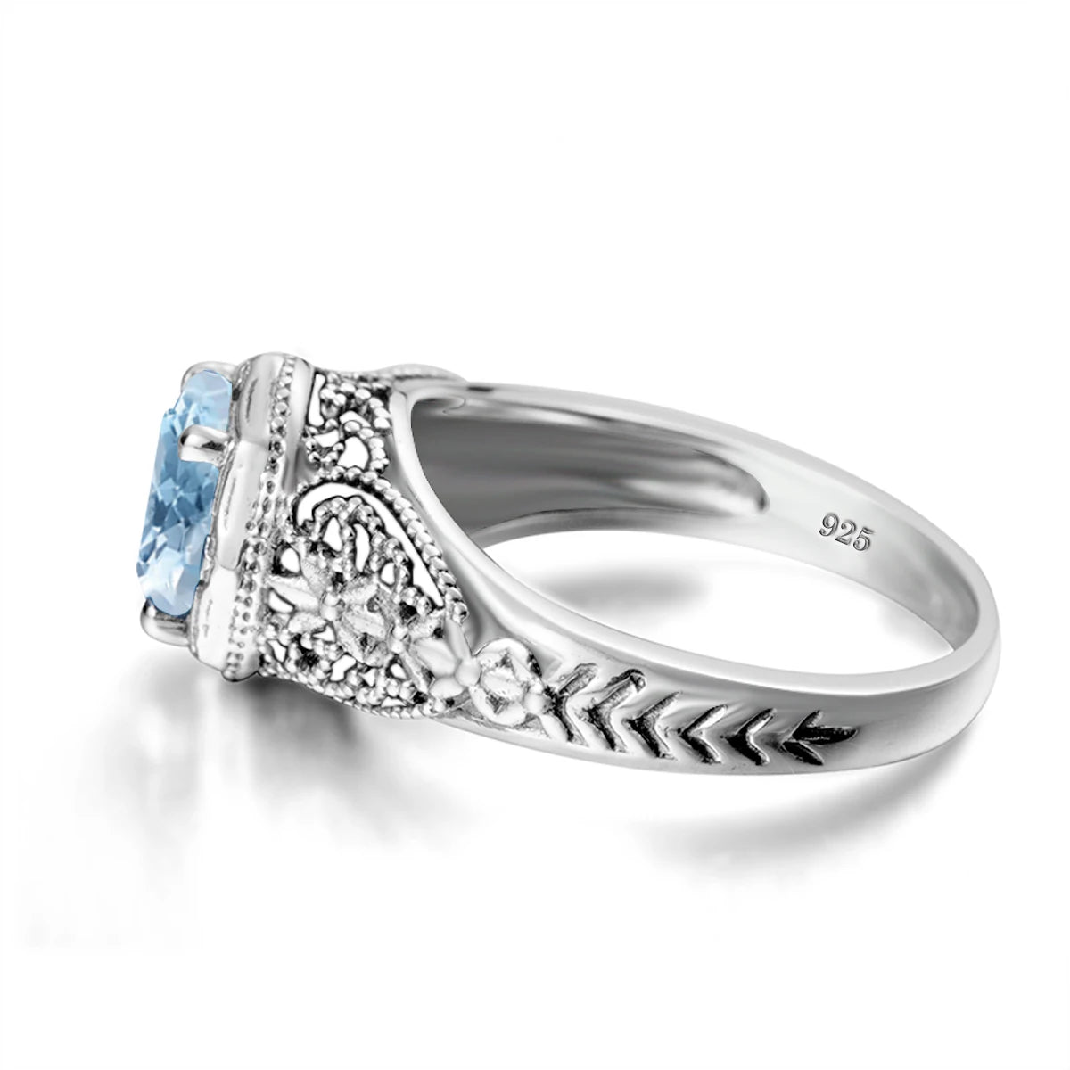 Damen-Ring aus Silber 925 mit Aquamarin Edelstein für Festliche Anlässe und Hochzeit