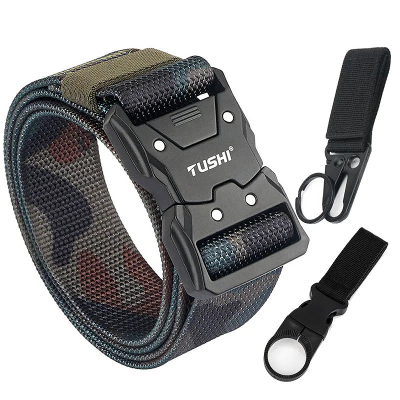 Herren-Taktischer Gürtel aus 1200D Nylon mit Schnellverschluss und robuster Metall-Schnalle, Breite 3,8 cm