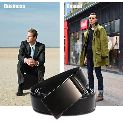 Herren Ledergürtel Mit Automatischer Metallschnalle 3,5 cm Breite Braun 130 cm Länge