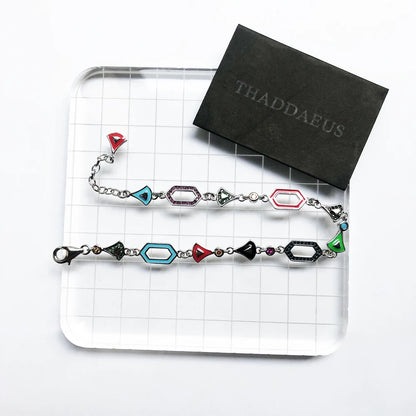 Damen-Armband asiatische Ornamente bunt aus Sterlingsilber