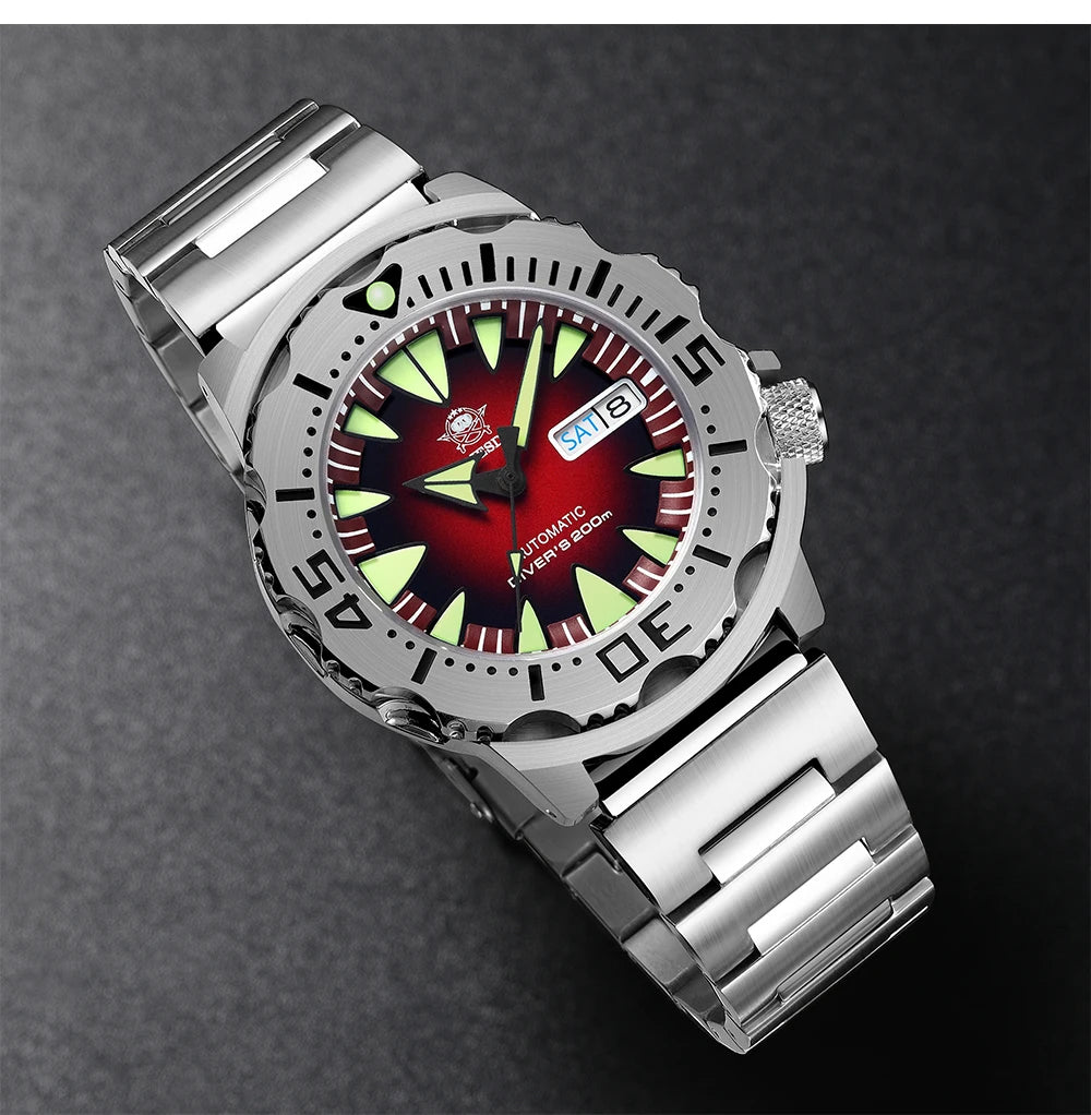 ADDIESDIVE AD2103 Men Monster Watch Luminous Sapphire Glass Blue Dial NH36 Diver 316L Stainless Steel Mechanical Watches