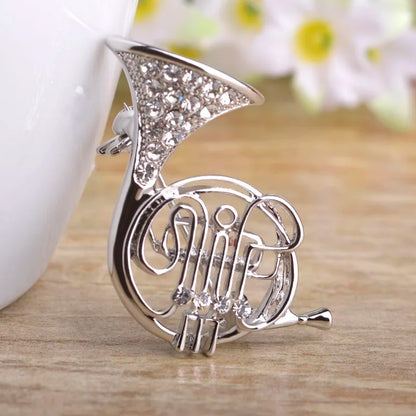 Brosche Trompete Musik Kristall Gold Hijab Korsage Damen