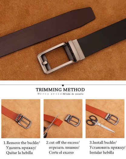 Herren Luxus Echtleder-Gürtel 3,5 cm Designer Automatik-Schnalle Business Rindsleder