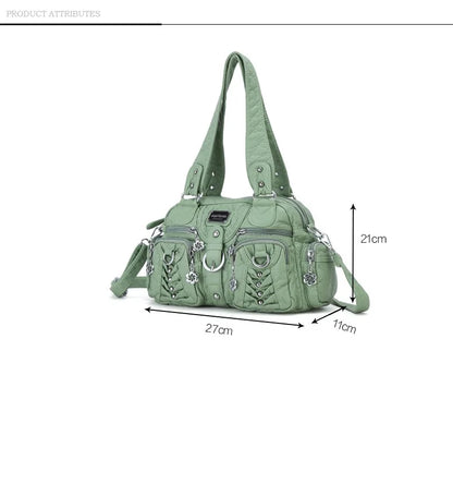 Damen-Satchel-Handtasche Aus PU-Leder Mit Top-Handle Und Mehrfachen Taschen Für Vielseitige Aufbewahrung