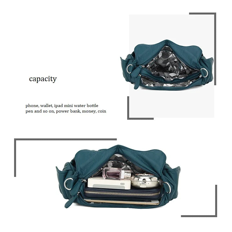 Damen-Schultertasche aus PU-Leder mit Reißverschluss und Mehrfachfächern Kompakter Alltagsbegleiter