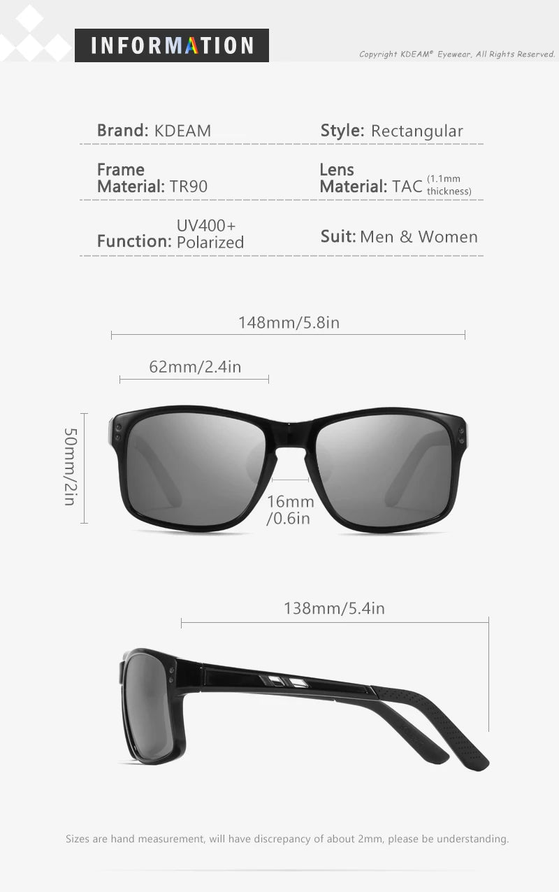 Sonnenbrille Sport TR90 polarisiert rechteckig XL Fahren Damen Herren