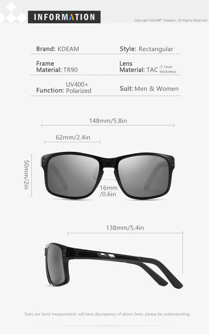 Sonnenbrille Sport TR90 polarisiert rechteckig XL Fahren Damen Herren
