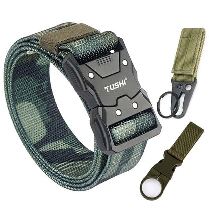 Herren-Taktischer Gürtel aus 1200D Nylon mit Schnellverschluss und robuster Metall-Schnalle, Breite 3,8 cm