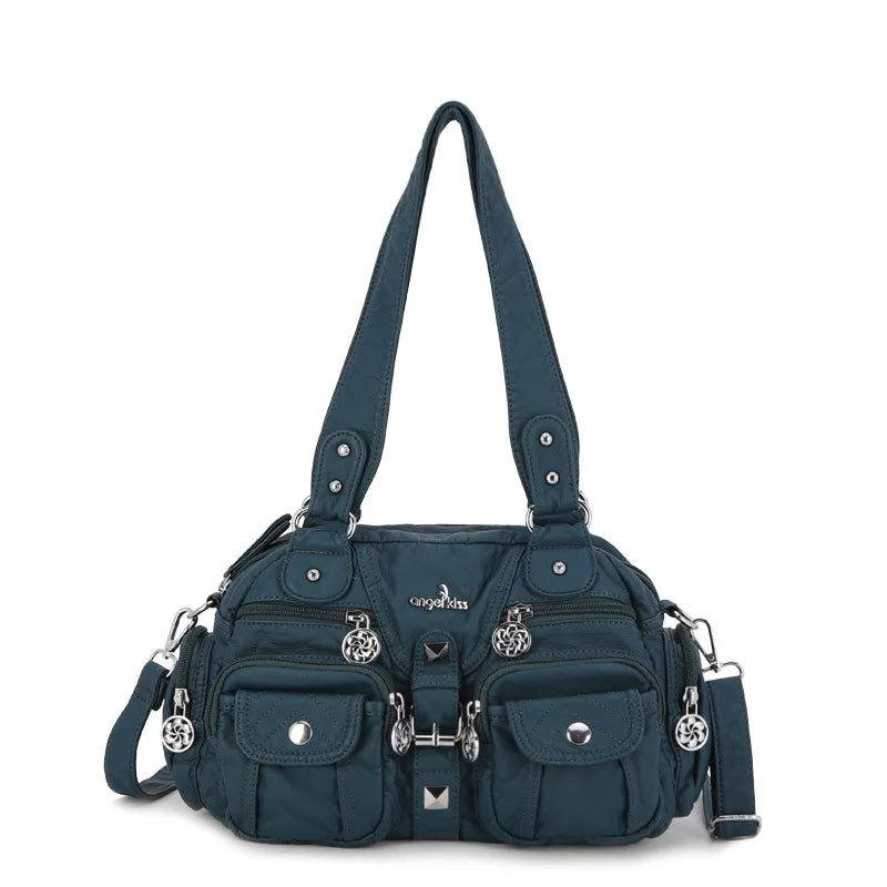 Damen-Schultertasche aus PU-Leder in kompakter Bauweise mit Angenehmer Haptik und Mehrfachfächern